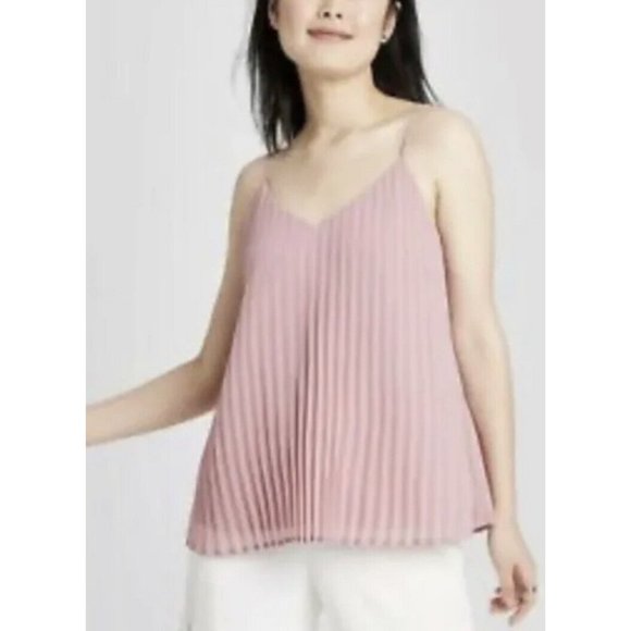 a new day Tops - NWT A New Day Pleated Chiffon Tank Top Size Medium M Purple Pink V-neck Shirt